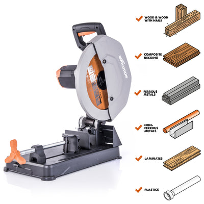 Evolution R355CPS: Multi-Material Cutting Chop Saw With 14 in. Blade