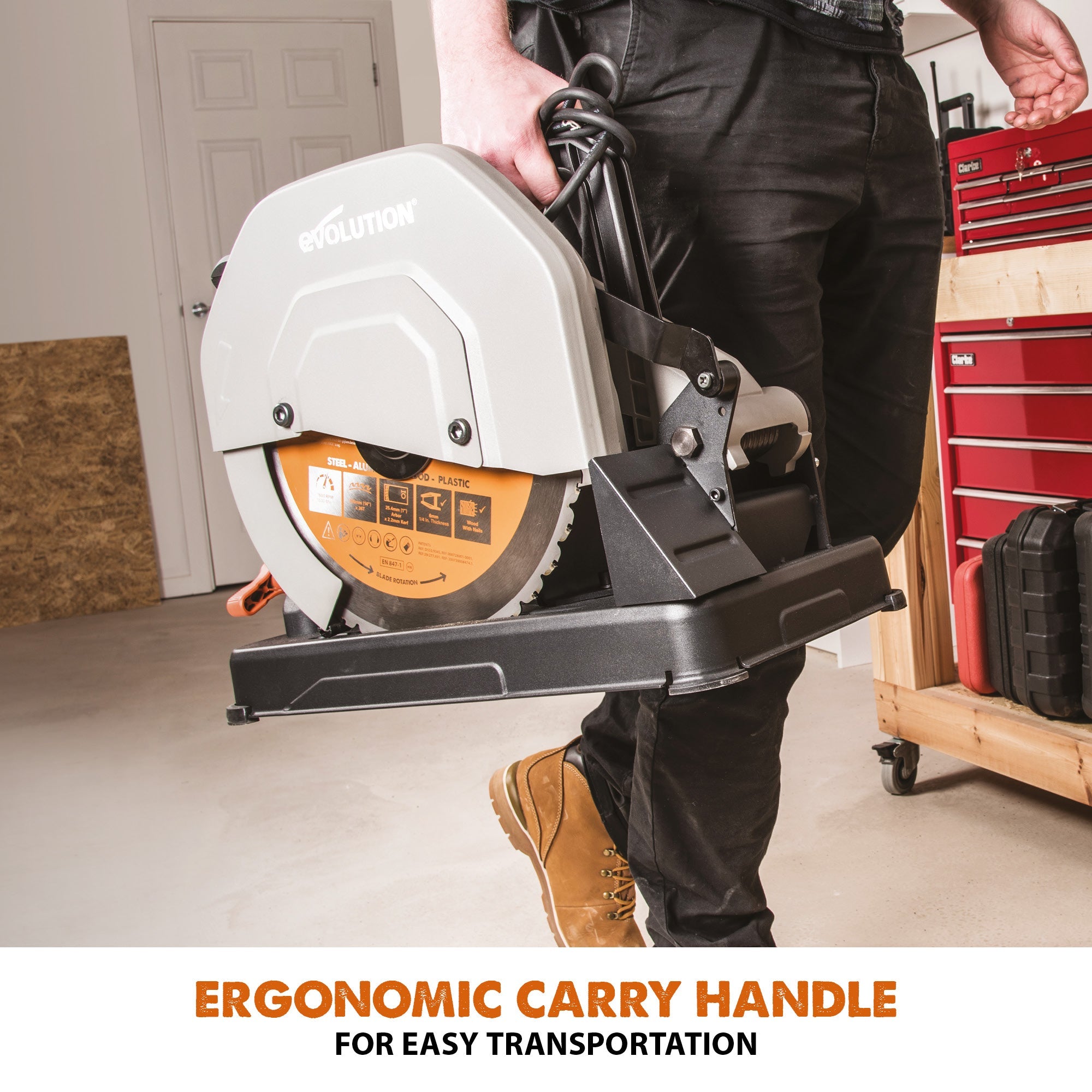 Evolution R355CPS: Multi-Material Cutting Chop Saw With 14 in. Blade