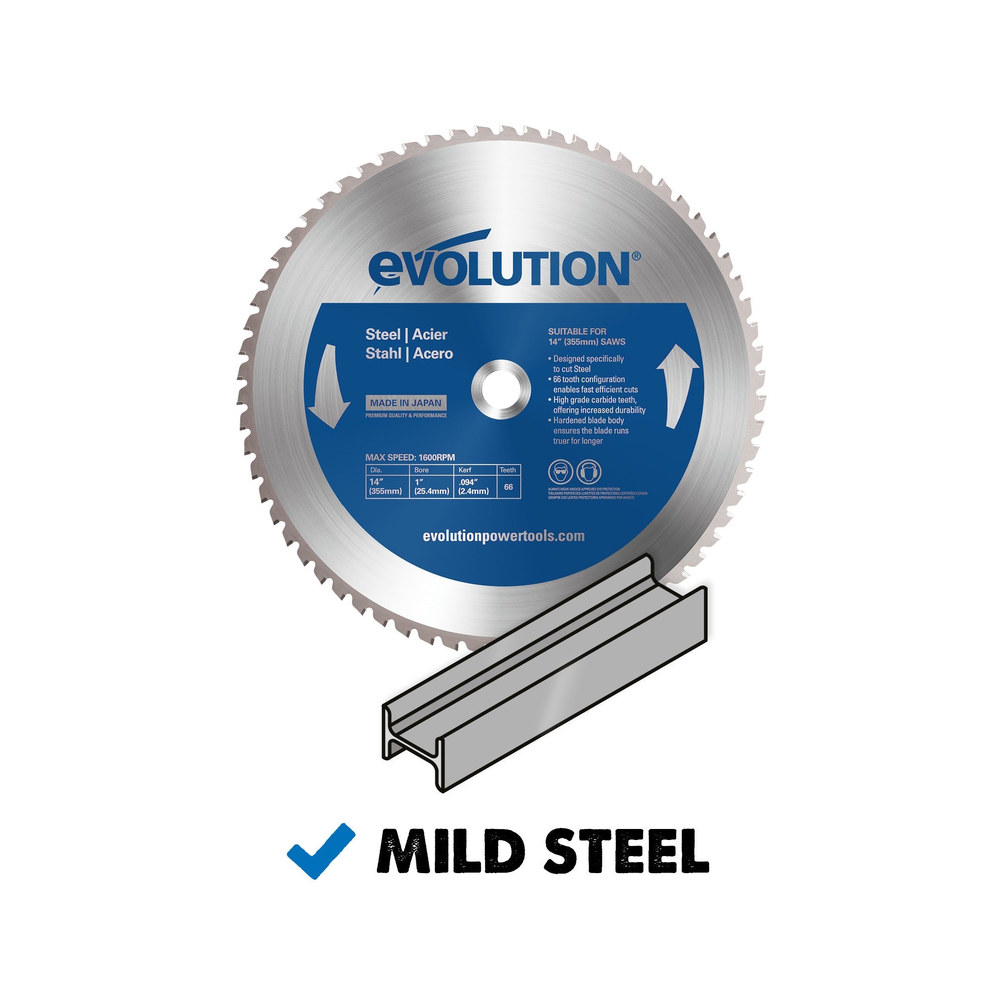 Evolution 14BLADEST | 14 in. | 66T | 1 in. Arbor | Mild Steel and Ferrous Metal TCT Blade