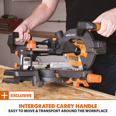 Evolution R185SMS+: Single Bevel Sliding Miter Saw With 7-1/4 in. Multi-Material Cutting Blade