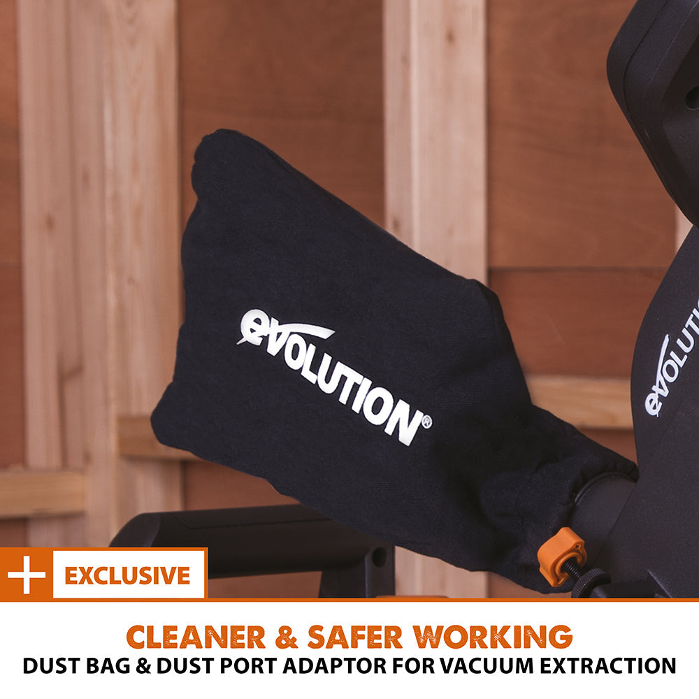 Evolution R185SMS+: Single Bevel Sliding Miter Saw With 7-1/4 in. Multi-Material Cutting Blade