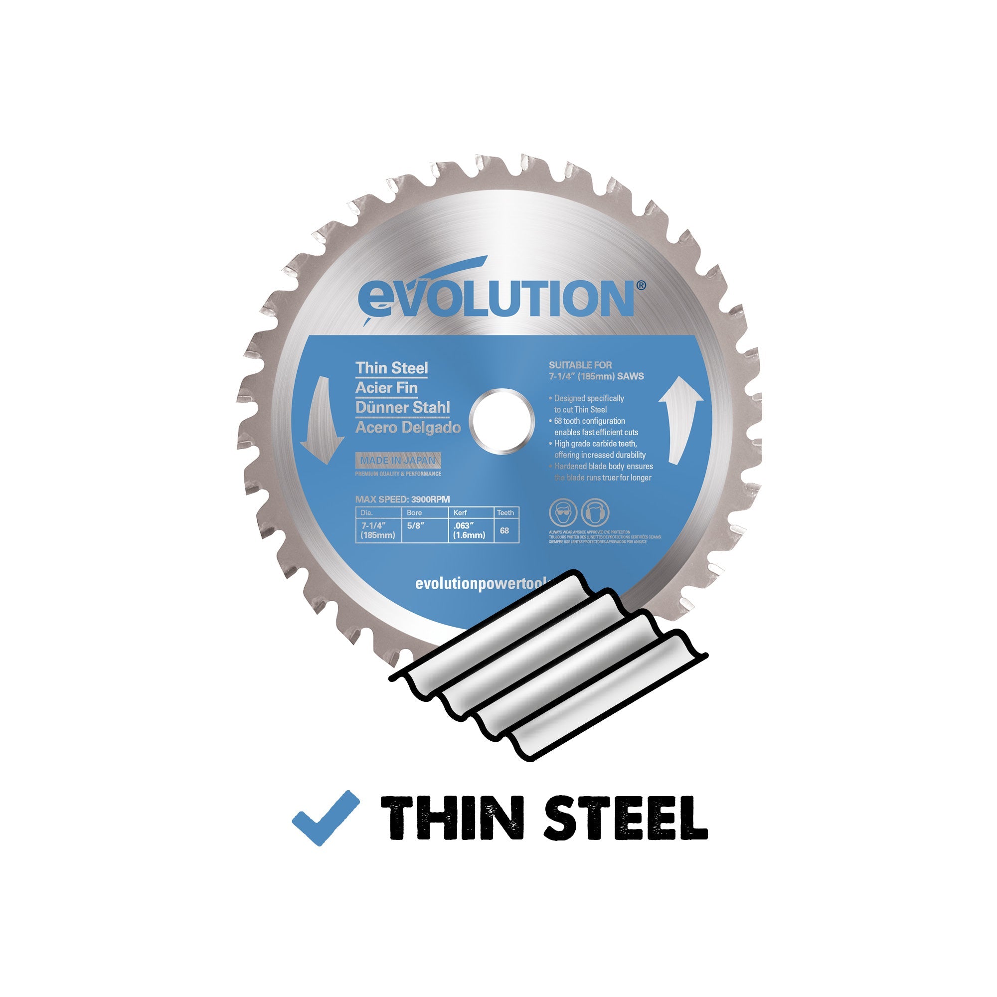 Evolution 7-1/4BLADETS | 7-1/4 in. | 68T | 5/8 in. Arbor | Thin Steel and Ferrous Metal TCT Blade
