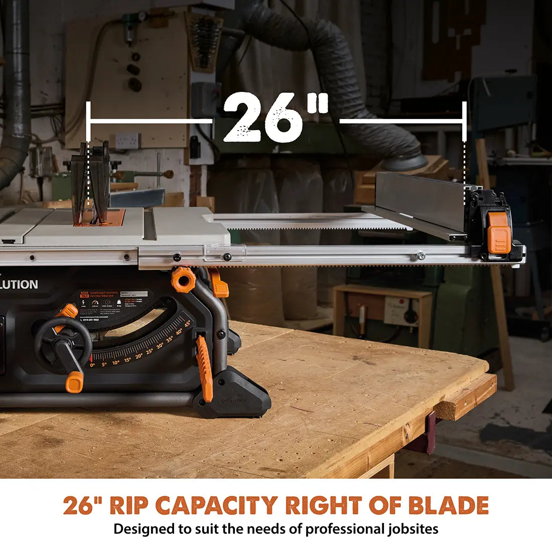 Evolution R10TBLX Multi-Material Table Saw with Wheeled Scissor Stand | 10 in. Multi-Material Cutting Blade