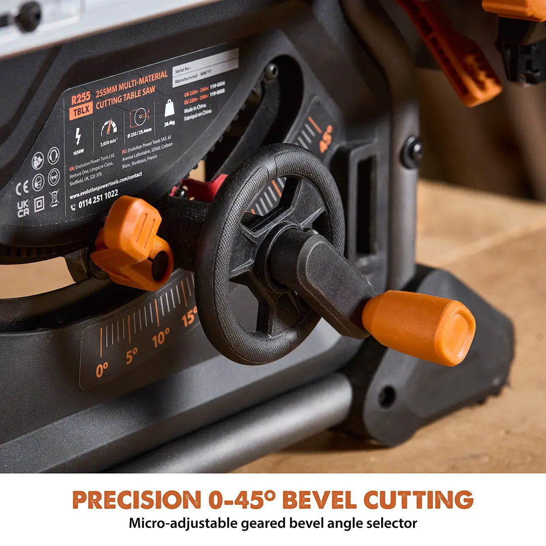 Evolution R10TBLX Multi-Material Table Saw with Wheeled Scissor Stand | 10 in. Multi-Material Cutting Blade