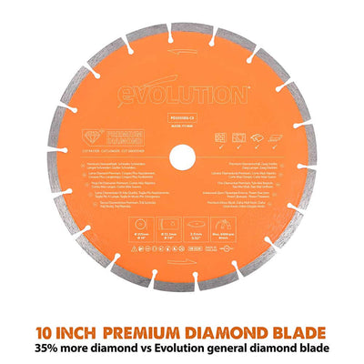 Evolution PD255SEG-CS | 10 in. | 7/8 in Arbor | High Diamond Concentration | Segmented Diamond Blade