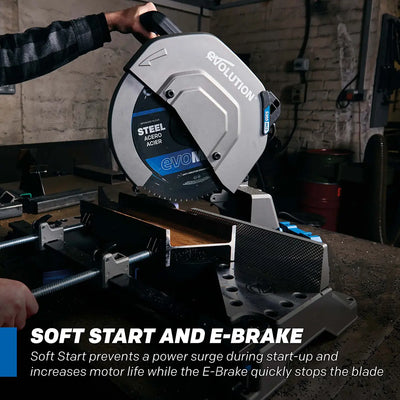 Evolution S14MCS: Cold Cut Mitering Chop Saw With 14 in. EVOMAX14ST  Blade | Heavy Duty | Metal Cutting