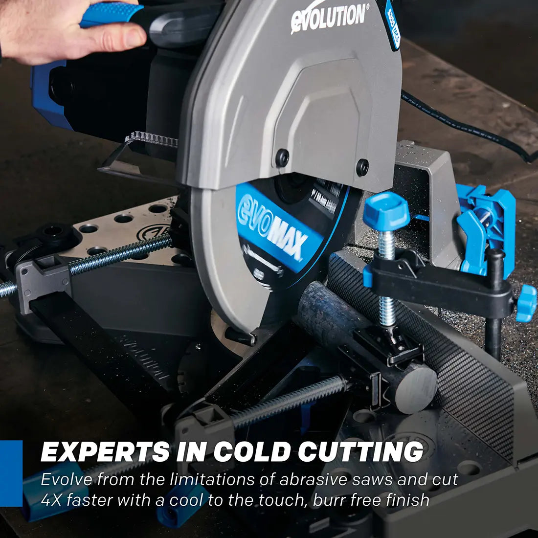 Evolution S14MCS: Cold Cut Mitering Chop Saw With 14 in. EVOMAX14ST  Blade | Heavy Duty | Metal Cutting