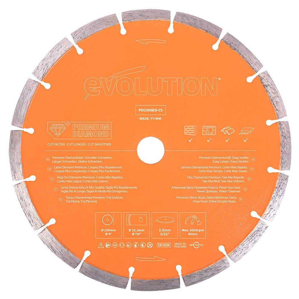 Evolution PD230SEG-CS | 9 in. | 7/8 in. Arbor | High Diamond Concentration | Segmented Diamond Blade
